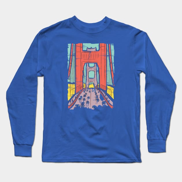 Vintage Sketch Art of Golden Gate Bridge San Francisco Long Sleeve T-Shirt by SLAG_Creative